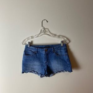 Aqua High Waisted Scalloped Bottomed Shorts